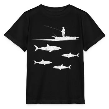 Haifisch Fischer Great White Shark Angeln - Stanley/Stella Kinder T-Shirt MINI CREATOR  - Schwarz - Vorne - Mikhail (115cm)