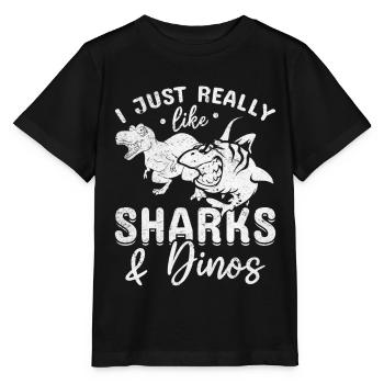 Great White Shark Fish Ich mag Haie & Dinos - Stanley/Stella Kinder T-Shirt MINI CREATOR  - Schwarz - Vorne - Mikhail (115cm)