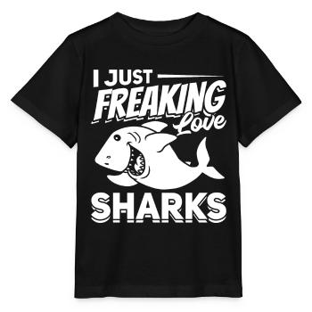 Great White Shark Fish Ich liebe Haie einfach - Stanley/Stella Kinder T-Shirt MINI CREATOR  - Schwarz - Vorne - Mikhail (115cm)