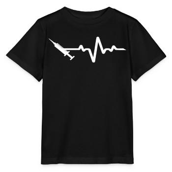 EKG Linie Mit Weisser Spritze - Stanley/Stella Kinder T-Shirt MINI CREATOR  - Schwarz - Vorne - Mikhail (115cm)