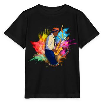Jazz Gift Saxophone Music Instrument Wind Music - Stanley/Stella MINI CREATOR Kids’ T-Shirt - black - Front - Mikhail (115cm)