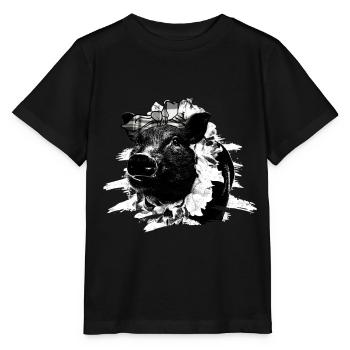 Schwein Tshirt Kinder Frauen Ferkel Pig Ferkelchen - Stanley/Stella Kinder T-Shirt MINI CREATOR  - Schwarz - Vorne - Mikhail (115cm)