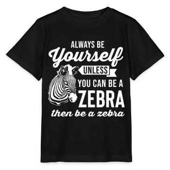 Zebra Africa Horse Hipster Gift Animal Stripe - Stanley/Stella MINI CREATOR Kids’ T-Shirt - black - Front - Mikhail (115cm)