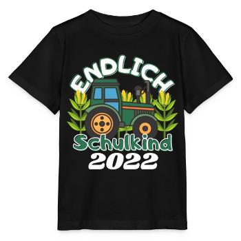 Endlich Schulkind 2022, Schulanfang mit Traktor - Stanley/Stella Kinder T-Shirt MINI CREATOR  - Schwarz - Vorne - Mikhail (115cm)