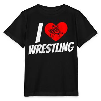 I love wrestling wrestling wrestling wrestling - Stanley/Stella MINI CREATOR Kids’ T-Shirt - black - Front - Mikhail (115cm)