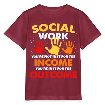 Proud social worker - Stanley/Stella MINI CREATOR Kids’ T-Shirt - burgundy - Front - Kain (125cm)