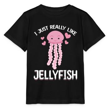 Méduses Méduses J’aime beaucoup les méduses - T-shirt bio MINI CREATOR Stanley/Stella Enfant - noir - Devant - Mikhail (115cm)