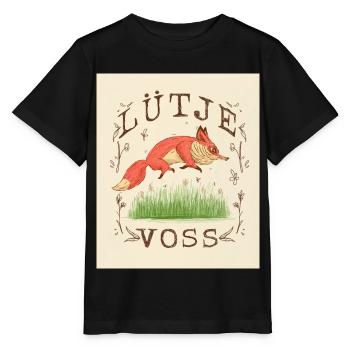 Lütje Voss Petit renard bas-allemand - T-shirt bio MINI CREATOR Stanley/Stella Enfant - noir - Devant - Mikhail (115cm)
