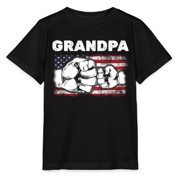 Drapeau américain Grand-père et petit-fils Fist Bump Grand-père - T-shirt bio MINI CREATOR Stanley/Stella Enfant - noir - Devant - Mikhail (115cm)