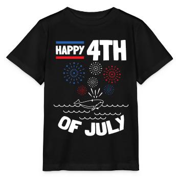 Joyeux 4 juillet Baleine 4 juillet bébé - T-shirt bio MINI CREATOR Stanley/Stella Enfant - noir - Devant - Mikhail (115cm)