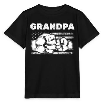 Grand-père drapeau américain Grand-père et petit-fils Fist Bump - T-shirt bio MINI CREATOR Stanley/Stella Enfant - noir - Devant - Mikhail (115cm)