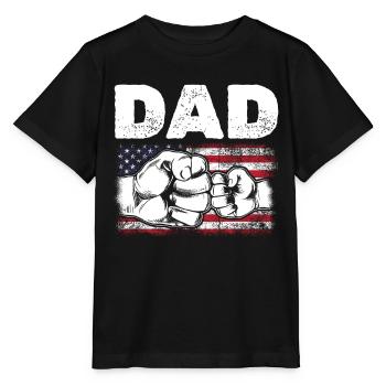 Drapeau américain Papa & Fils Fist Bump Patriotic Dad 4ème De - T-shirt bio MINI CREATOR Stanley/Stella Enfant - noir - Devant - Mikhail (115cm)