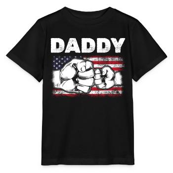 Papa & Son Fist Bump American Daddy Drapeau américain - T-shirt bio MINI CREATOR Stanley/Stella Enfant - noir - Devant - Mikhail (115cm)