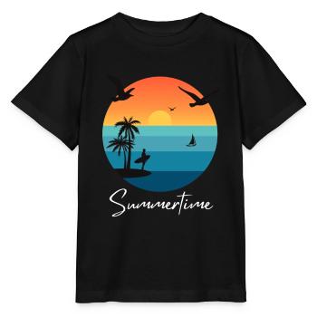 Summertime Summer Shirt Women Men - Stanley/Stella MINI CREATOR Kids’ T-Shirt - black - Front - Mikhail (115cm)