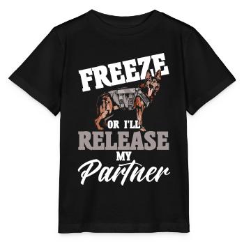 German Shepherd Police Dog Police Dog - Stanley/Stella MINI CREATOR Kids’ T-Shirt - black - Front - Mikhail (115cm)