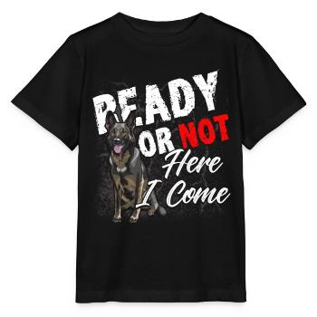 German Shepherd Police Dog Police Dog - Stanley/Stella MINI CREATOR Kids’ T-Shirt - black - Front - Mikhail (115cm)