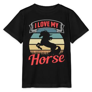 Ich Liebe Mein Pferd Reiterhof Reiten Reiter - Stanley/Stella Kinder T-Shirt MINI CREATOR  - Schwarz - Vorne - Mikhail (115cm)