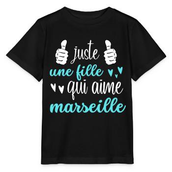 Juste une fille qui aime Marseille - T-shirt bio MINI CREATOR Stanley/Stella Enfant - noir - Devant - Mikhail (115cm)