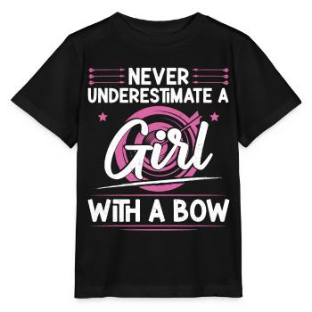 Archery Bow Archer Girl Never - Stanley/Stella Kinder T-Shirt MINI CREATOR  - Schwarz - Vorne - Mikhail (115cm)