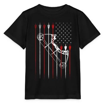 Archery Archer Usa American Flag - Stanley/Stella Kinder T-Shirt MINI CREATOR  - Schwarz - Vorne - Mikhail (115cm)