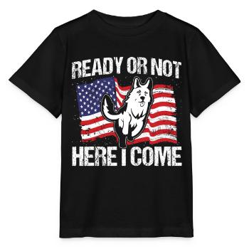 German Shepherd Police Dog Police Dog - Stanley/Stella MINI CREATOR Kids’ T-Shirt - black - Front - Mikhail (115cm)