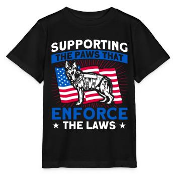 German Shepherd Police Dog Police Dog - Stanley/Stella MINI CREATOR Kids’ T-Shirt - black - Front - Mikhail (115cm)