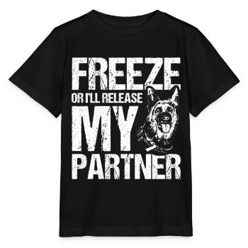 German Shepherd Police Dog Police Dog - Stanley/Stella MINI CREATOR Kids’ T-Shirt - black - Front - Mikhail (115cm)