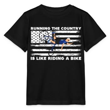 Running the country is like riding a bike, funny - Stanley/Stella MINI CREATOR Kids’ T-Shirt - black - Front - Mikhail (115cm)