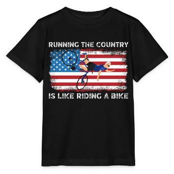 Running the country is like riding a bike, funny - Stanley/Stella MINI CREATOR Kids’ T-Shirt - black - Front - Mikhail (115cm)
