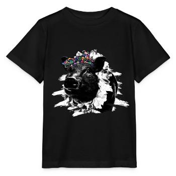 Schwein - Stanley/Stella Kinder T-Shirt MINI CREATOR  - Schwarz - Vorne - Mikhail (115cm)
