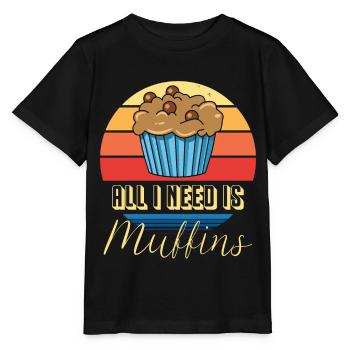 Muffin ich brauch nur Muffins süßes Gebäck - Stanley/Stella Kinder T-Shirt MINI CREATOR  - Schwarz - Vorne - Mikhail (115cm)