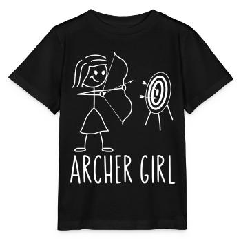 Archery Bow Archer Girl Vintage - Stanley/Stella Kinder T-Shirt MINI CREATOR  - Schwarz - Vorne - Mikhail (115cm)