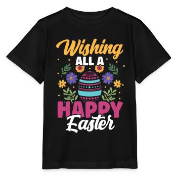 Wünsche Allen Ein Frohes Osterfest Osterei Ostern - Stanley/Stella Kinder T-Shirt MINI CREATOR  - Schwarz - Vorne - Mikhail (115cm)