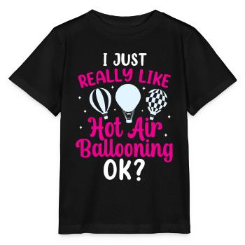J’aime juste les promenades en montgolfière Ok? Vol - T-shirt bio MINI CREATOR Stanley/Stella Enfant - noir - Devant - Mikhail (115cm)