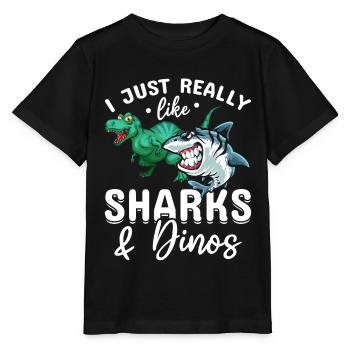 Great White Shark Dinosaur Ich mag Haie & Dinos - Stanley/Stella Kinder T-Shirt MINI CREATOR  - Schwarz - Vorne - Mikhail (115cm)