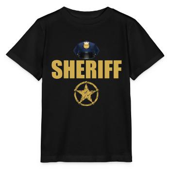 Sheriff Polizei Sheriffstern Abzeichen - Stanley/Stella Kinder T-Shirt MINI CREATOR  - Schwarz - Vorne - Mikhail (115cm)