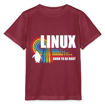 Born To Be Root Penguin Linux Nerd Coding Geek - Stanley/Stella MINI CREATOR Kids’ T-Shirt - burgundy - Front - Kain (125cm)