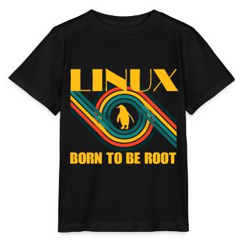 Born To Be Root Linux Retro Penguin Nerd Geek - Stanley/Stella MINI CREATOR Kids’ T-Shirt - black - Front - Mikhail (115cm)