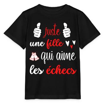 juste une fille qui aimes les échecs - T-shirt bio MINI CREATOR Stanley/Stella Enfant - noir - Devant - Mikhail (115cm)