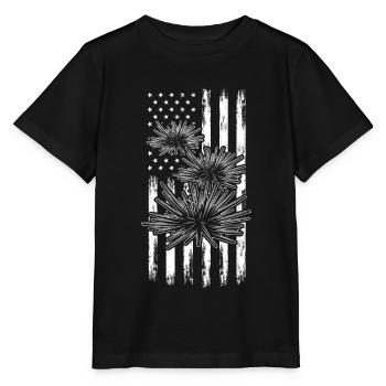 Oursins Drapeau américain Drapeau américain Oursins - T-shirt bio MINI CREATOR Stanley/Stella Enfant - noir - Devant - Mikhail (115cm)