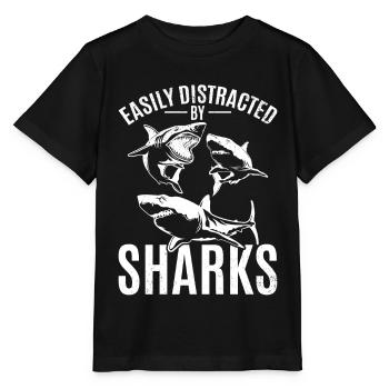 Shark Great White Shark Love Ich werde leicht von - Stanley/Stella Kinder T-Shirt MINI CREATOR  - Schwarz - Vorne - Mikhail (115cm)