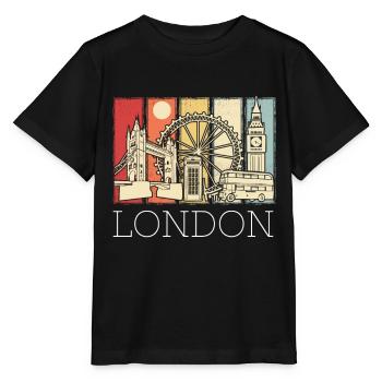 London Skyline Phone Booth Big Ben Double-Decker - Stanley/Stella MINI CREATOR Kids’ T-Shirt - black - Front - Mikhail (115cm)