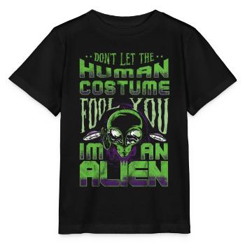Alien Tshirt UFO Alien Children Mars Gentlemen - Stanley/Stella MINI CREATOR Kids’ T-Shirt - black - Front - Mikhail (115cm)