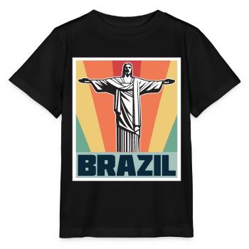 Brazil Retro Cristo Redentor Christ the Redeemer Statue Rio - Stanley/Stella MINI CREATOR Kids’ T-Shirt - black - Front - Mikhail (115cm)