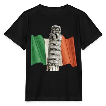 Leaning Tower of Pisa Italy Flag Tuscany - Stanley/Stella MINI CREATOR Kids’ T-Shirt - black - Front - Mikhail (115cm)