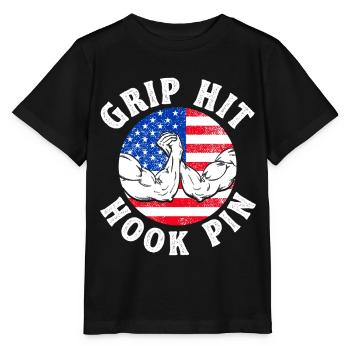 Grip Hit Hook Pin Arm Press - T-shirt bio MINI CREATOR Stanley/Stella Enfant - noir - Devant - Mikhail (115cm)