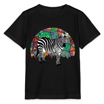 Zebra Africa Horse Hipster Gift Animal Stripe - Stanley/Stella MINI CREATOR Kids’ T-Shirt - black - Front - Mikhail (115cm)