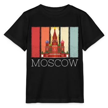 Cathédrale de Moscou Basile Russie Rétro - T-shirt bio MINI CREATOR Stanley/Stella Enfant - noir - Devant - Mikhail (115cm)