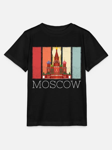 Cathédrale de Moscou Basile Russie Rétro - T-shirt bio MINI CREATOR Stanley/Stella Enfant - noir