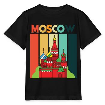 Cathédrale rétro de Moscou Russie - T-shirt bio MINI CREATOR Stanley/Stella Enfant - noir - Devant - Mikhail (115cm)